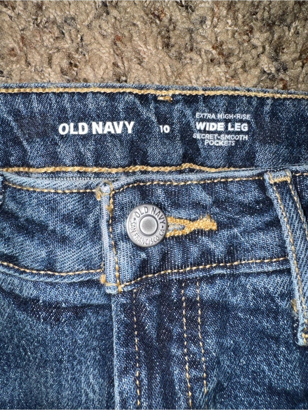 Old Navy womens Dark Blue Relaxed Straight Jeans - Picture 3 of 4